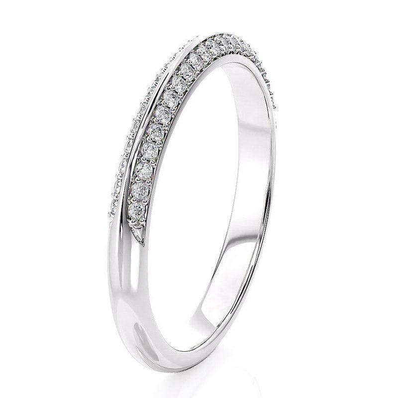Astrid - with pave set diamonds. 18ct white gold.  Knife edge diamond wedding band.