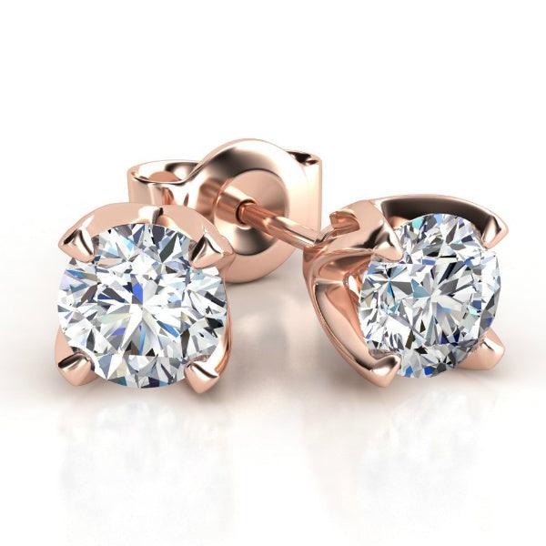 Ella - 4 claw diamond stud earrings. Rose Gold. 0.20 carats