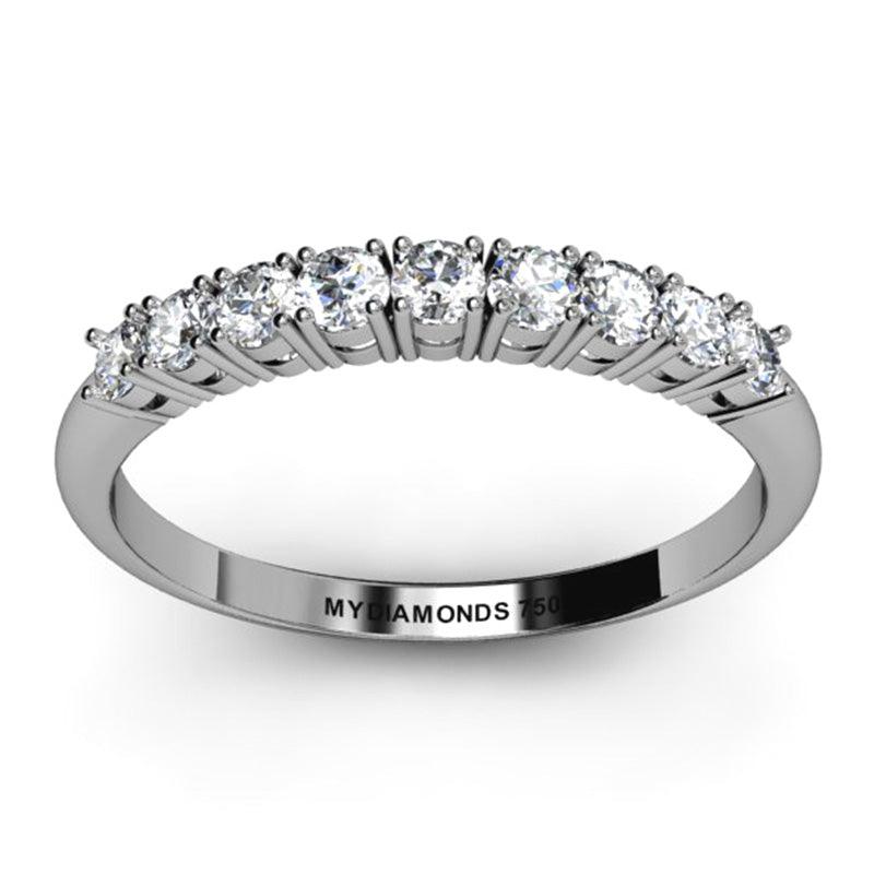 Boston Diamond Wedding Ring and Anniversary Ring. White gold or platinum. Top view