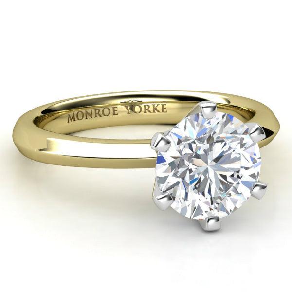 Gold engagement ring on sale, one carat diamond