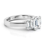Calista White Gold - emerald cut three stone ring. 