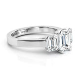 Calista Platinum - emerald cut three stone ring. 
