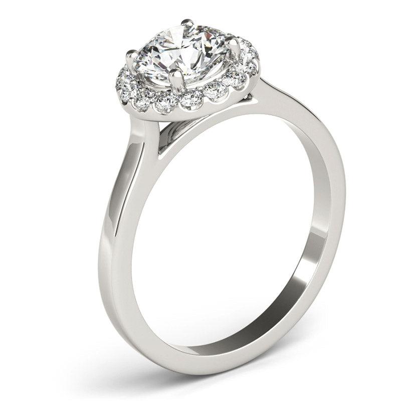 Callie white gold - side view showing halo setting