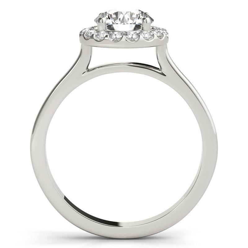 Callie - Halo Diamond Ring. White Gold. Showing the halo setting 