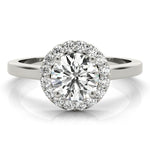 Callie Platinum - GiA certified round diamond ring with a diamond halo 