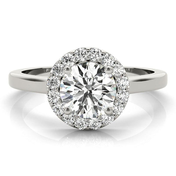 Callie Platinum - GiA certified round diamond ring with a diamond halo 