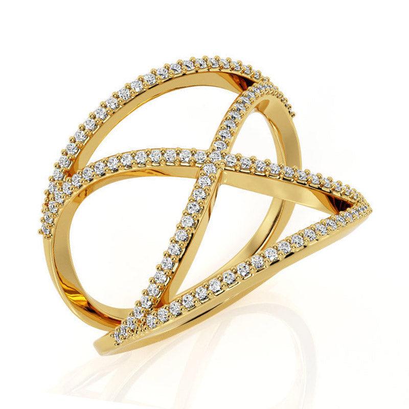 Calypso - pave set diamond dress ring.  100 diamonds, 0.50 carats. 18ct yellow gold. 