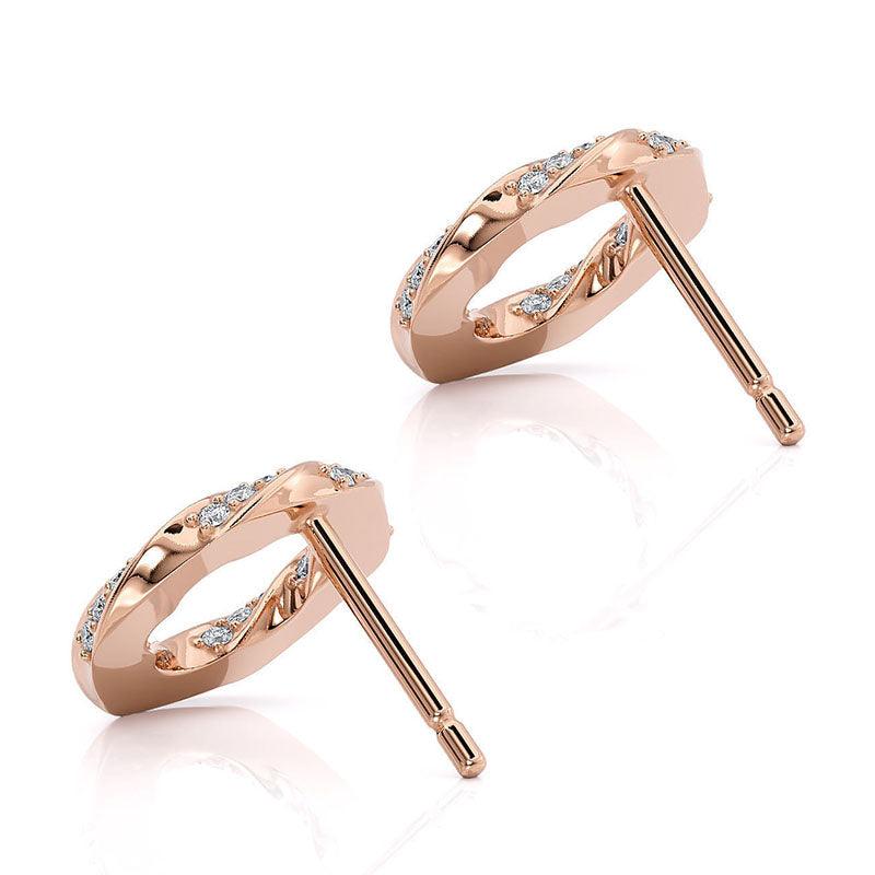 Camila - rose gold diamond earrings.  Back view. Flat disk — view 3