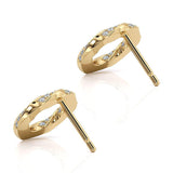 Camila - pave set diamond earrings in gold. side view