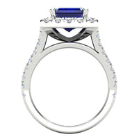 Carmel - Emerald Cut Ceylon Blue Sapphire and Diamond Ring thumbnail 5