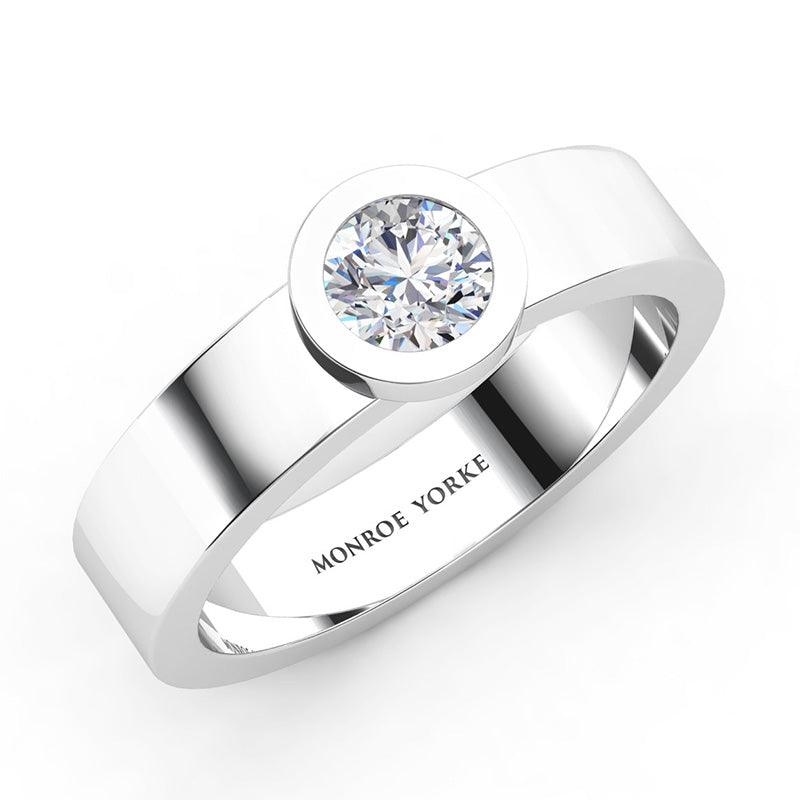 Carter white gold or platinum men's wedding ring.  Single stone men's ring.  Men's engagement ring. 