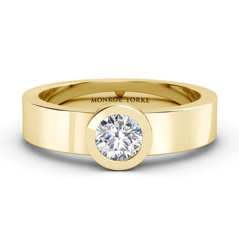 Men's diamond wedding band or men's engagement ring. Carter yellow gold