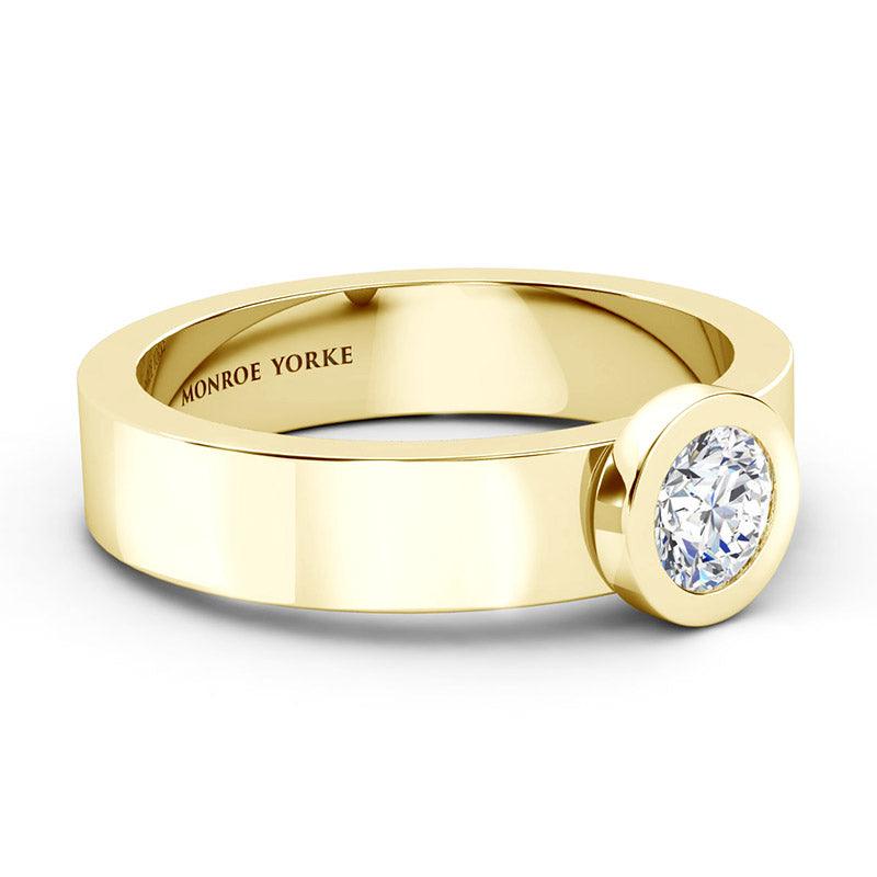 Men's wedding band or men's diamond engagement ring. Carter yellow gold men's diamond ring.  