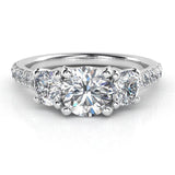 Casey - Three Diamond Ring with diamonds down the band. 