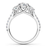 Casey -White Gold, Three Diamond Ring . Side view showing the beautiful detail of the ring