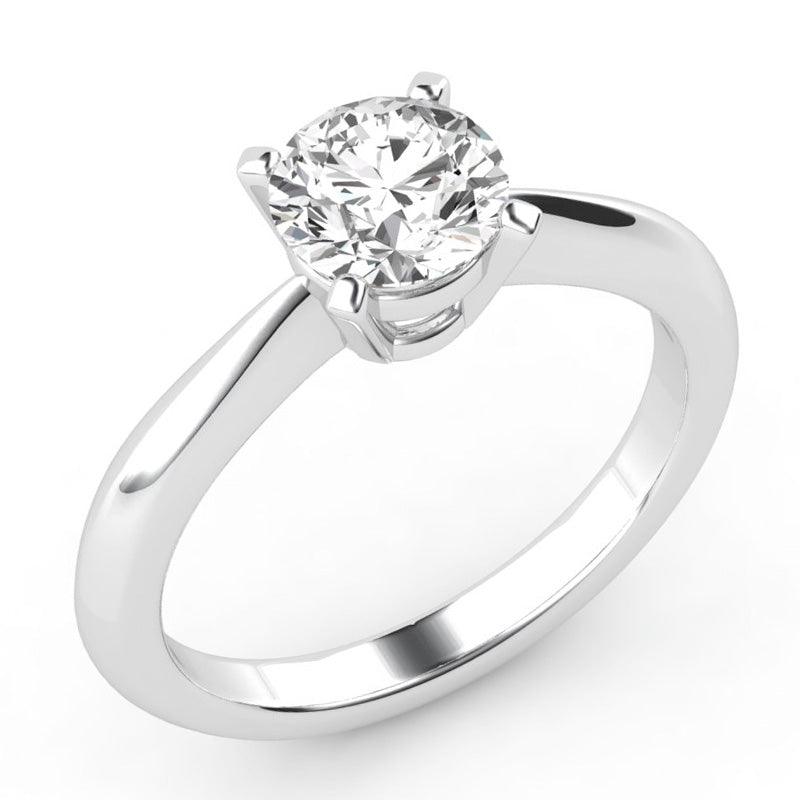 Cece in white gold - Four Claw Round Solitaire Diamond Ring. 