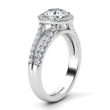 Ceduna created in platinum.  Side view showing diamonds set split band.