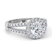 Ceduna – Split Band & Halo Engagement Ring Setting in Premium Platinum thumbnail 4