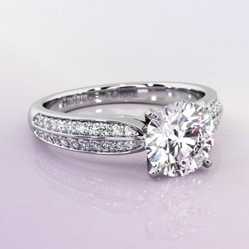 Charlotte - Round Diamond Engagement Ring Pave Diamonds - Monroe Yorke Diamonds