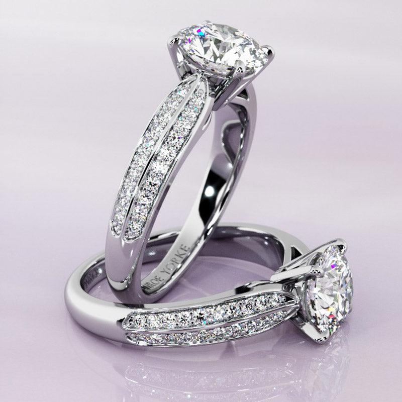 Charlotte - Round Diamond Engagement Ring Pave Diamonds - Monroe Yorke Diamonds