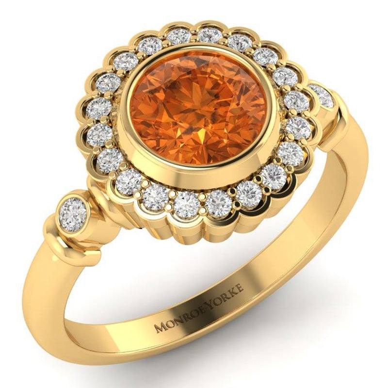 Unique Citrine and Diamond Ring Yellow Gold