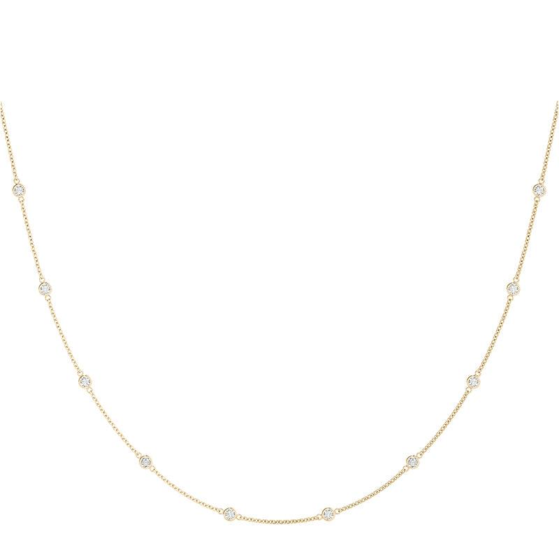 Dahlia station necklace in yellow gold