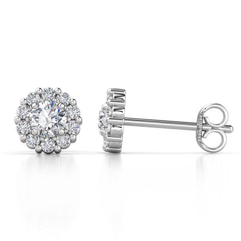 Daisy - round diamond earrings. Total diamond weight of earrings 0.70 carats, view 2