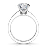 Danae - Round diamond ring. Platinum diamond ring. Side view, showing the beautiful centre setting.