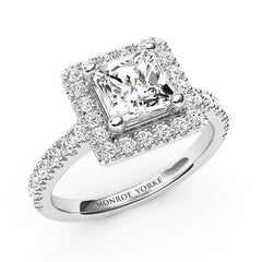 Dawn Platinum - Princess Cut Halo Diamond Ring in platinum