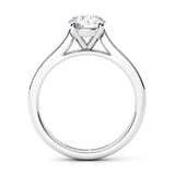 Denver in platinum, side view - Four claw round brilliant cut centre diamond setting