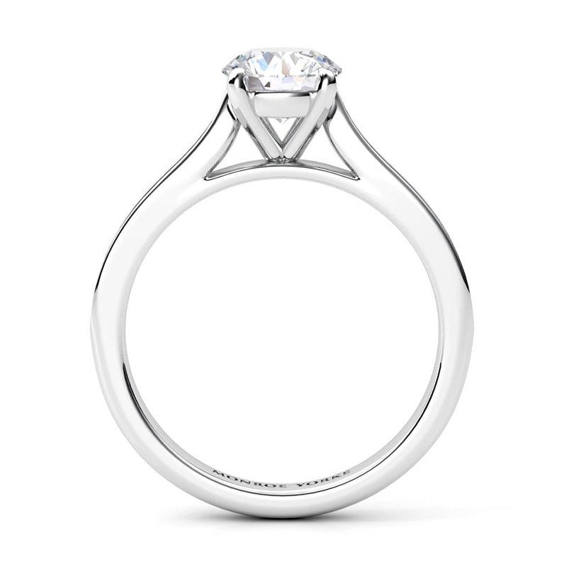 Denver in platinum, side view - Four claw round brilliant cut centre diamond setting — view 5