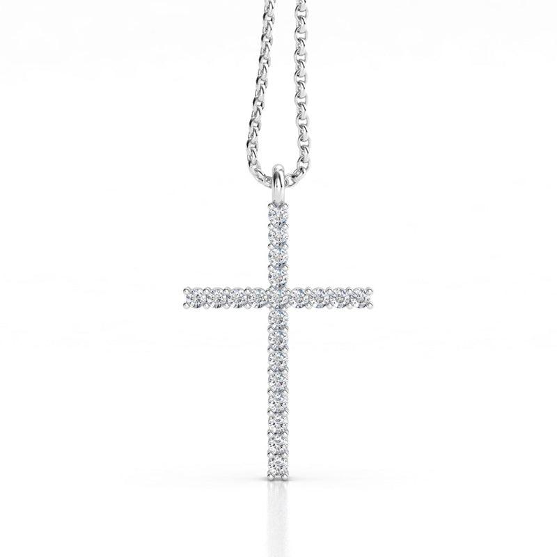 Diamond cross pendant. 0.35 carats of round diamonds. No metal visible from front. 