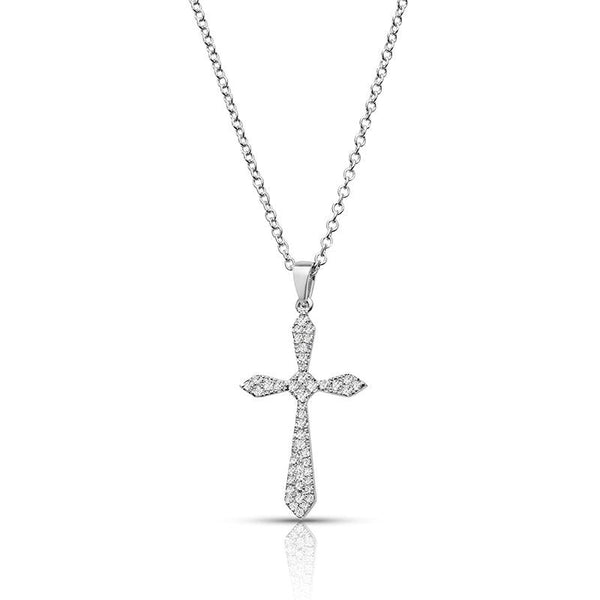 Diamond Cross Pendant, White Gold