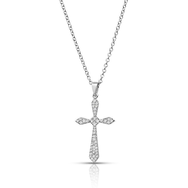 Diamond Cross Pendant, White Gold