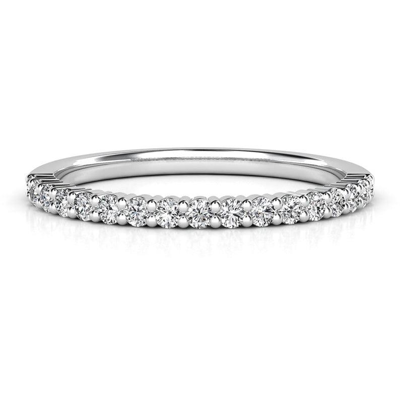 Elara - Diamond wedding ring, white gold or platinum.  0.35 carats of round diamonds.