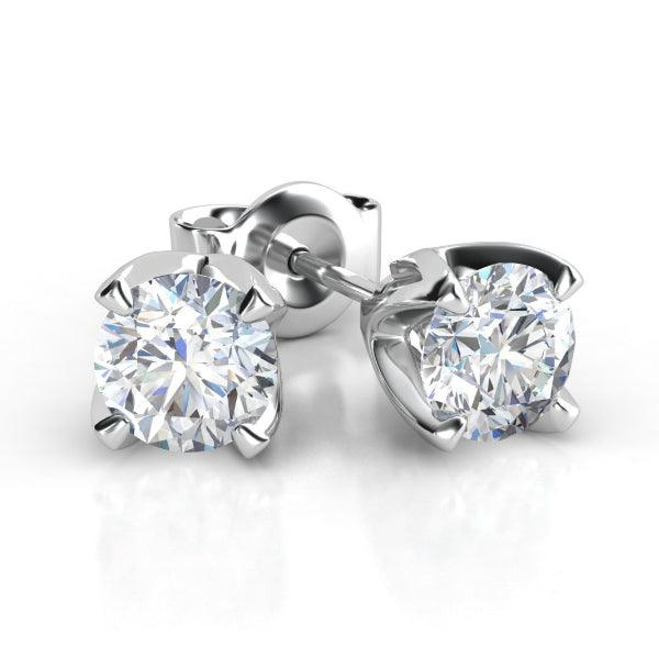 Ella - half carat diamonds stud earrings. White gold. 0.50 carats. Lab grown diamonds