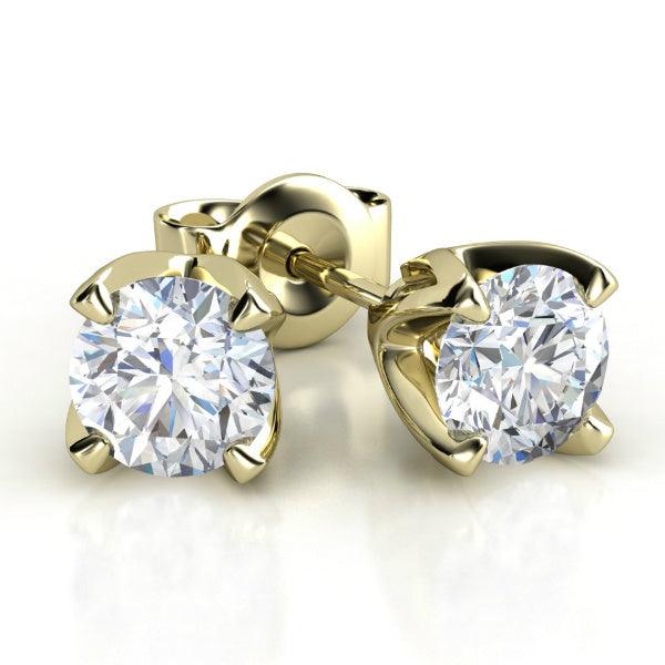 Ella - 4 claw diamond stud earrings. Yellow Gold. 0.40 carats