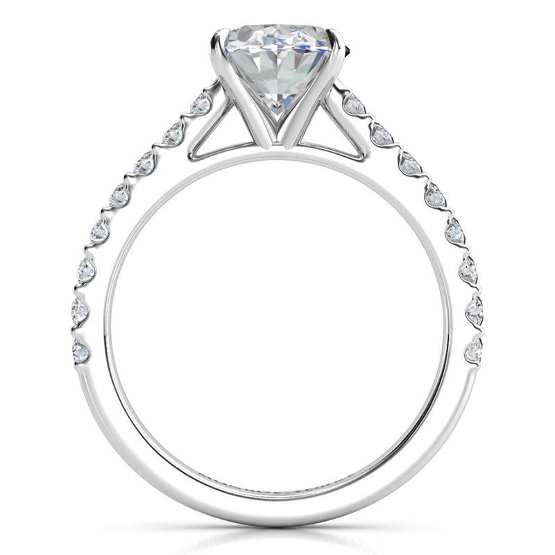 Elodie - Diamond Ring in platinum Side View. 