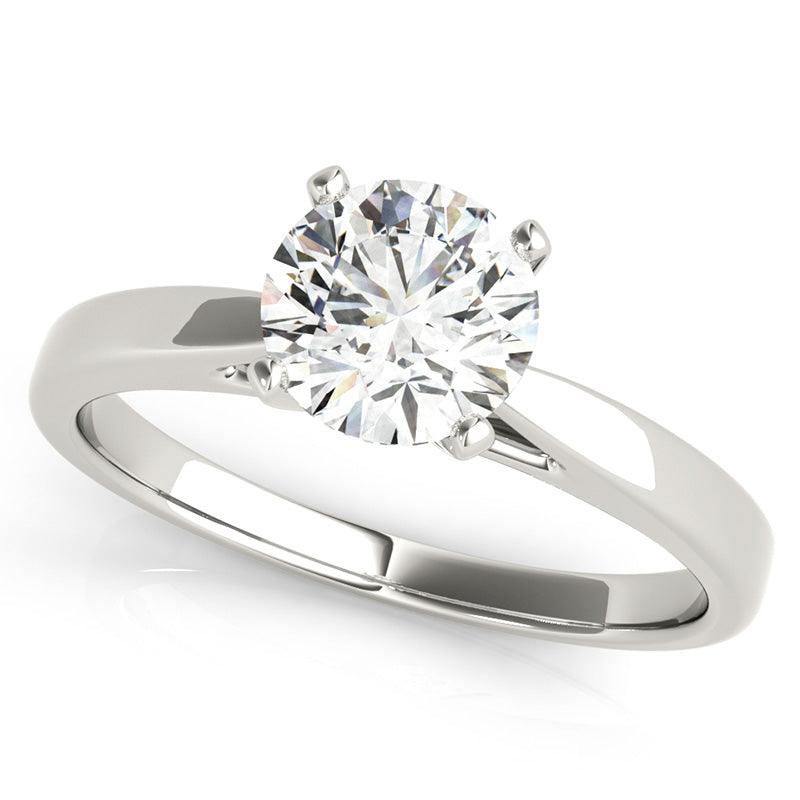 Elora - Centre round diamond. 4 Claw Solitaire Ring. 18ct white gold