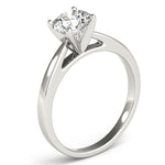 Side View: Elora - Round diamond 4 Claw Solitaire Ring. 18ct white gold