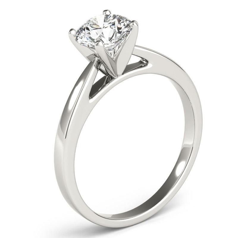 Side View: Elora - Round diamond 4 Claw Solitaire Ring. Platinum. 