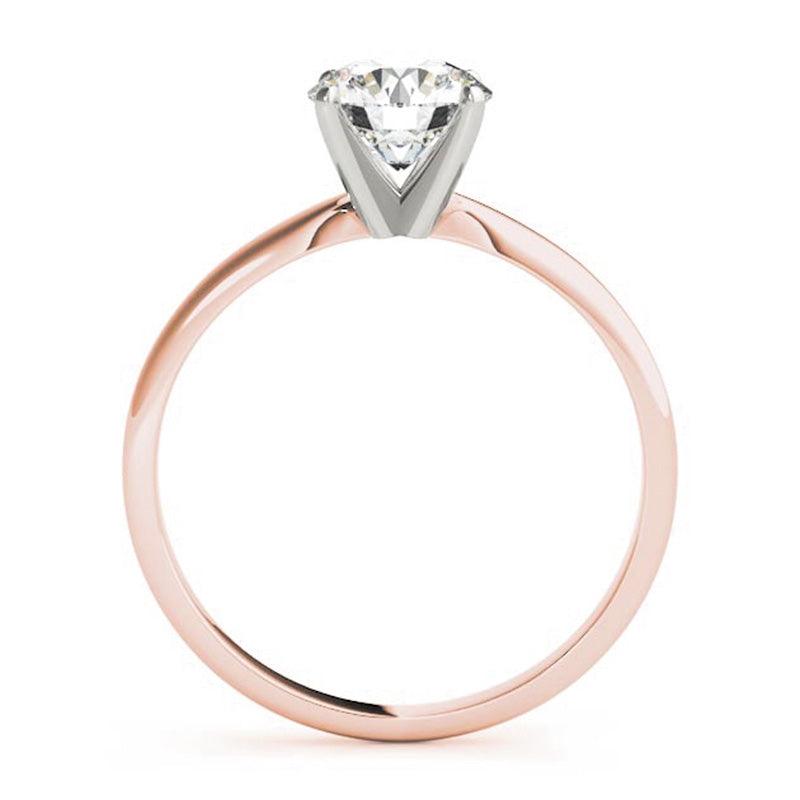The Promise rose gold diamond ring. Side view showing the beautiful centre setting