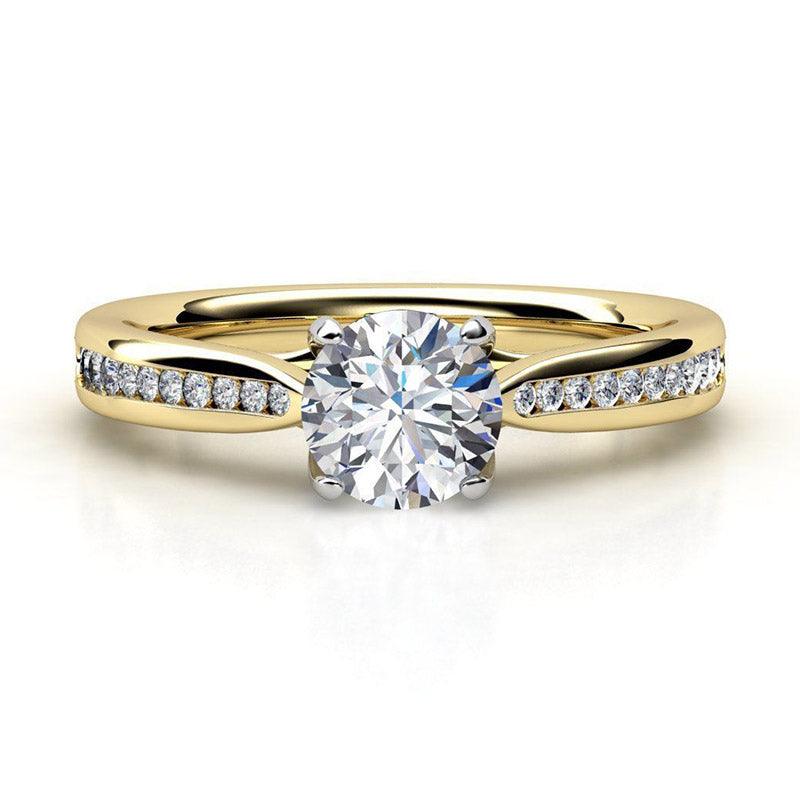 Emele - Unique Yellow Gold Diamond Engagement Ring. The beautiful top view — view 3