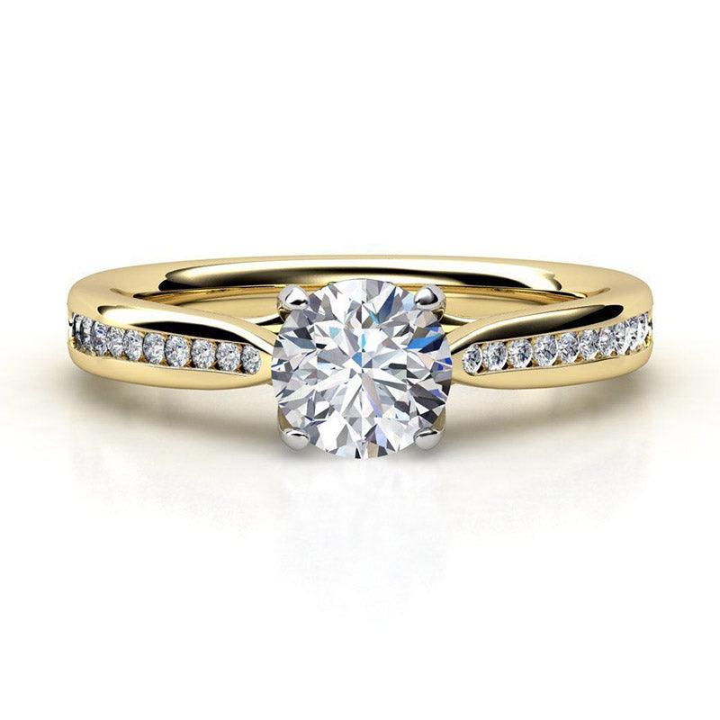 Emele - Unique Yellow Gold Diamond Engagement Ring. The beautiful top view