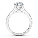 Enya in platinum.  Round diamond engagement ring.  Side view 2, showing the beautiful centre setting. 