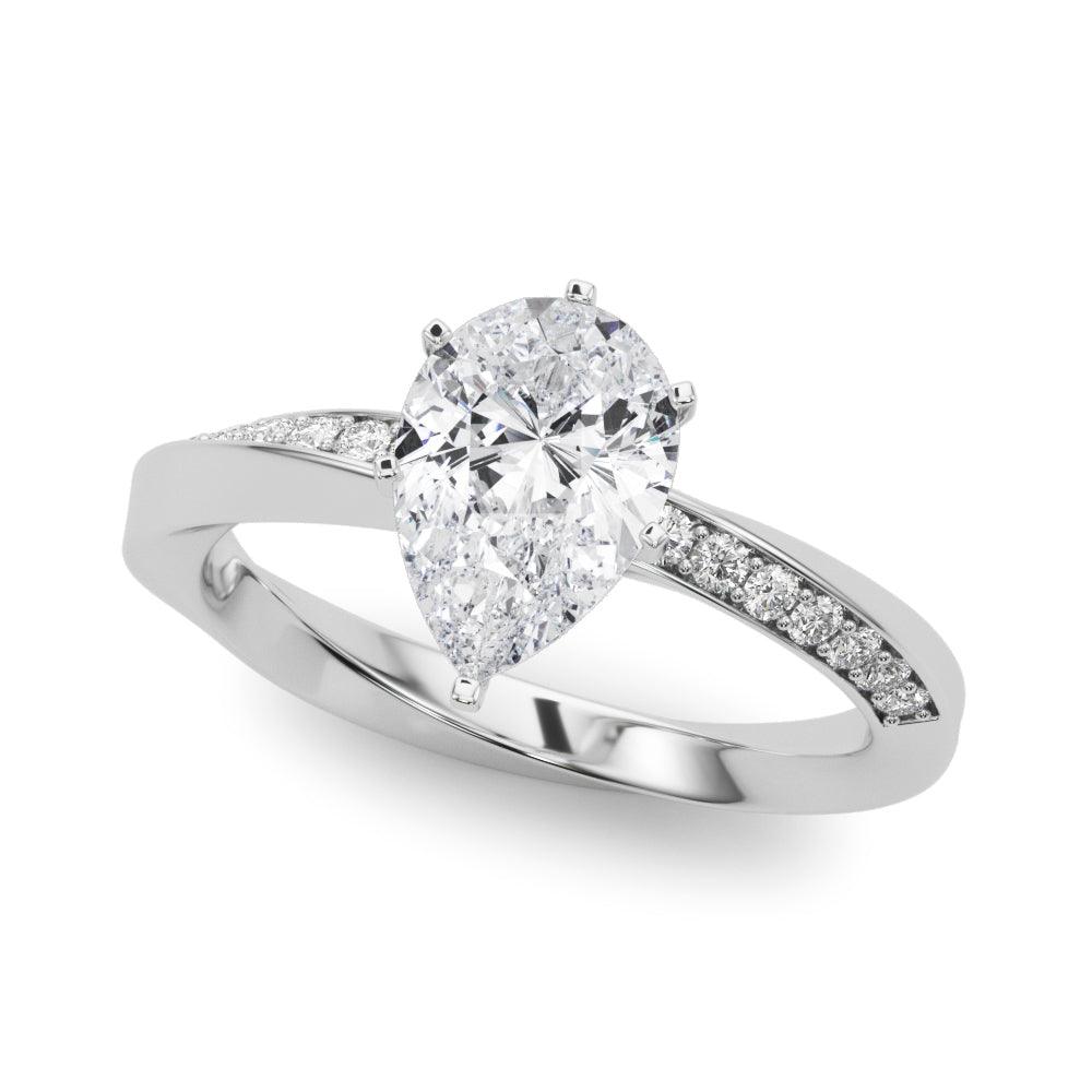 Etta — Pear Cut Lab Grown Diamond Engagement Ring with Pavé Band — hand-finished lab grown engagement ring by Monroe Yorke Diamonds — view 2