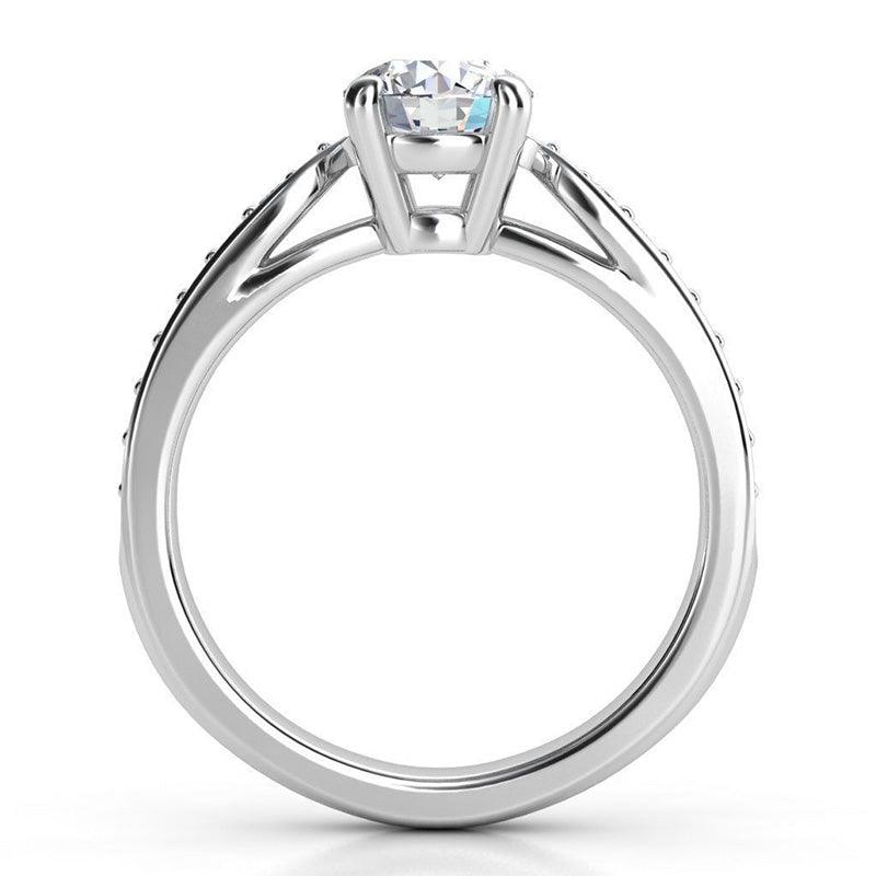 Felice - Diamond engagement ring side view show the ring detail
