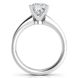 Fifth avenue princess cut diamond engagement ring.  Side view showing the beautiful detail of the setting. 