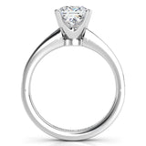 Fifth Avenue - Side view showing princess cut diamond in a beautiful setting.  Platinum band and setting