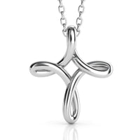 Fluid Wire Cross Pendant in White Gold or Platinum thumbnail 1